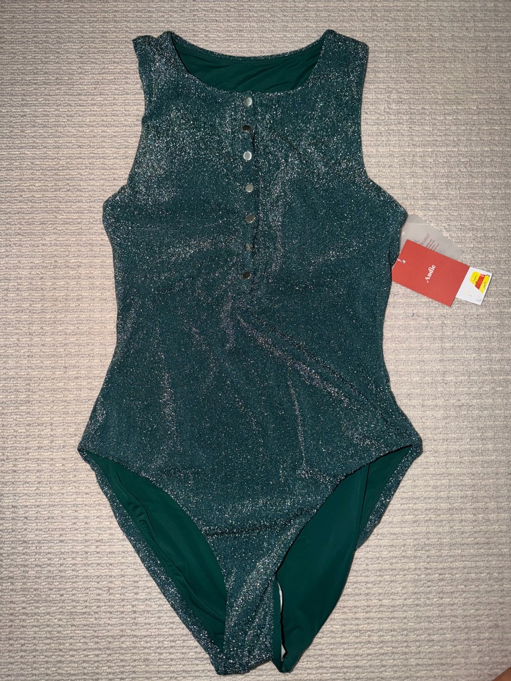 Nadie Malibu Emerald Green Glitter One-Piece Swimsuit